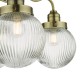 67911-003 Bathroom Antique Brass Semi Flush with Clear Ribbed Glass