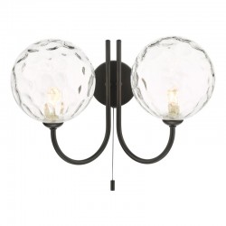 67917-003 Black 2 Light Wall Lamp with Dimple Clear Glasses 67917-003 Black 2 Light Wall Lamp with Dimple Clear Glasses