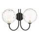67917-003 Black 2 Light Wall Lamp with Dimple Clear Glasses 67917-003 Black 2 Light Wall Lamp with Dimple Clear Glasses