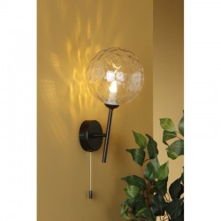 67919-003 Black Wall Lamp with Dimple Clear Glass