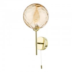 67920-003 Gold Wall Lamp with Dimple Amber Glass 67920-003 Gold Wall Lamp with Dimple Amber Glass