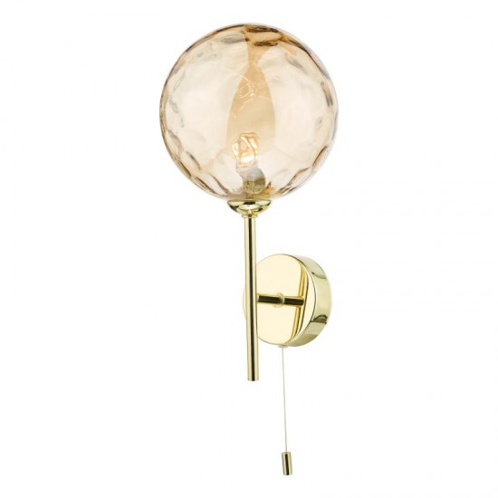 67920-003 Gold Wall Lamp with Dimple Amber Glass