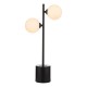 67956-003 Black 2 Light Table Lamp with White Glasses