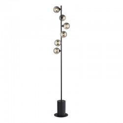 67957-003 Black 6 Light Floor Lamp with Smoked Mirrored Glasses