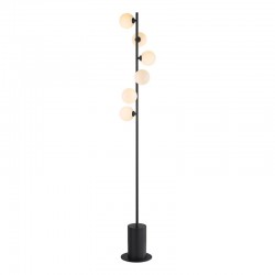 67958-003 Black 6 Light Floor Lamp with White Glasses