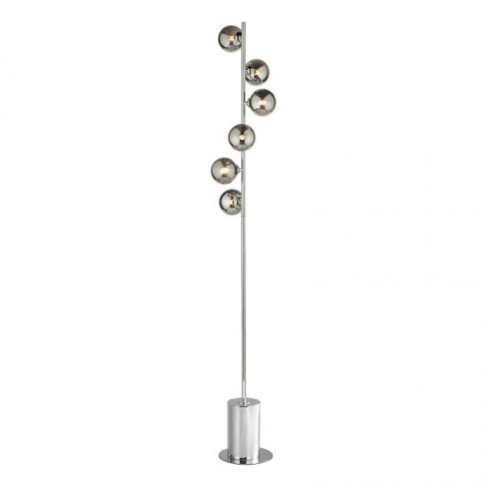 67961-003 Chrome 6 Light Floor Lamp with Smoked Mirrored Glasses