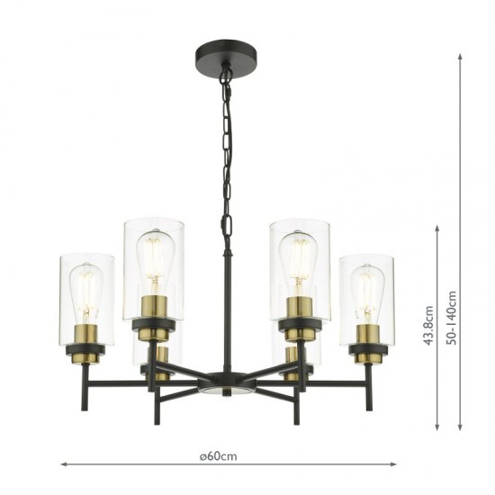 67987-003 Black & Antique Brass 6 Light Centre Fitting with Clear Glasses 67987-003 Black & Antique Brass 6 Light Centre Fitting with Clear Glasses