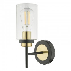67988-003 Black & Antique Brass Wall Lamp with Clear Glass