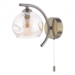 68001-004 Antique Brass Wall Lamp with Amber Dimpled Glass 68001-004 Antique Brass Wall Lamp with Amber Dimpled Glass