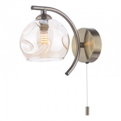68001-004 Antique Brass Wall Lamp with Amber Dimpled Glass