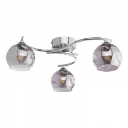 68002-004 Chrome 3 Light Semi Flush with Smoked Mirrored Dimpled Glasses