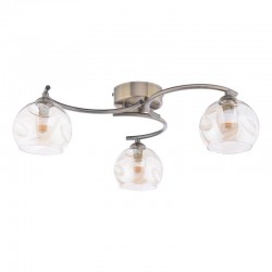 68003-004 Antique Brass 3 Light Semi Flush with Amber Dimpled Glasses 68003-004 Antique Brass 3 Light Semi Flush with Amber Dimpled Glasses