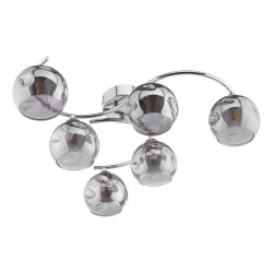 68004-004 Chrome 6 Light Semi Flush with Smoked Mirrored Dimpled Glasses 68004-004 Chrome 6 Light Semi Flush with Smoked Mirrored Dimpled Glasses