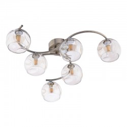 68005-004 Antique Brass 6 Light Semi Flush with Amber Dimpled Glasses 68005-004 Antique Brass 6 Light Semi Flush with Amber Dimpled Glasses