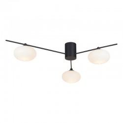 71144-003 Matt Black 3 Light Ceiling Lamp with Opal Glasses