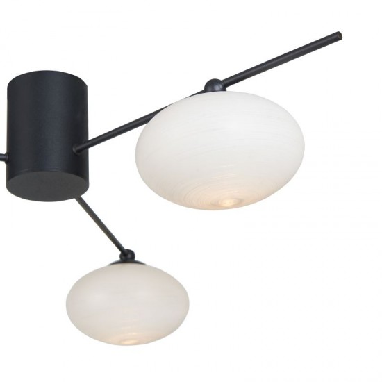 71144-003 Matt Black 3 Light Ceiling Lamp with Opal Glasses
