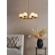 71148-003 Natural Brass 6 Light Centre Fitting with Opal Glasses