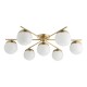 71149-003 Natural Brass 7 Light Ceiling Lamp with Opal Glasses