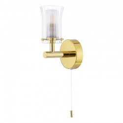 71173-003 Bathroom Gold Wall Lamp with Ribbed Glass 71173-003 Bathroom Gold Wall Lamp with Ribbed Glass