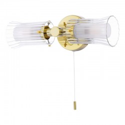 71174-003 Bathroom Gold Double Wall Lamp with Ribbed Glasses 71174-003 Bathroom Gold Double Wall Lamp with Ribbed Glasses