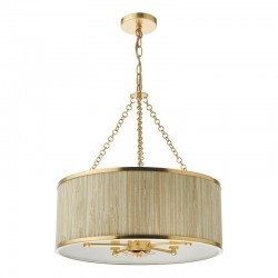 71180-003 Gold Pendant 5 Light with Natural Seagrass Shade