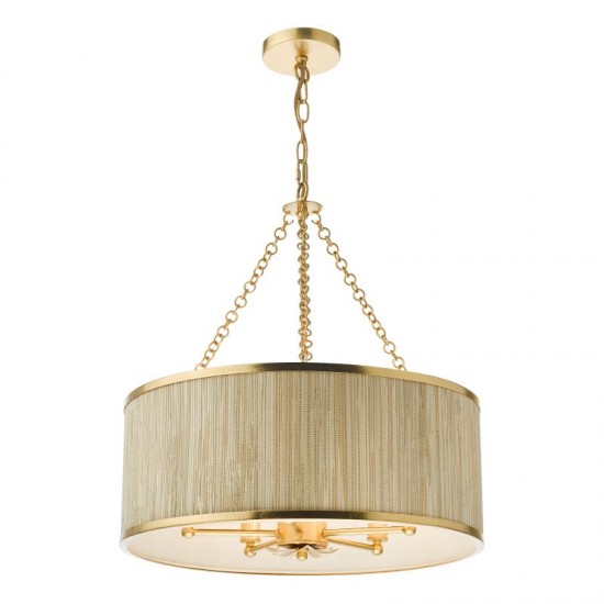 71180-003 Gold Pendant 5 Light with Natural Seagrass Shade