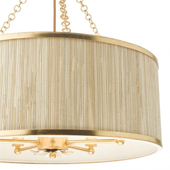 71180-003 Gold Pendant 5 Light with Natural Seagrass Shade