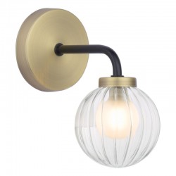 71182-003 Antique Brass & Black Wall Lamp with Glass Shade