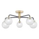 71183-003 Antique Brass & Black 5 Light Flush with Glass Shades