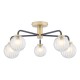71183-003 Antique Brass & Black 5 Light Flush with Glass Shades