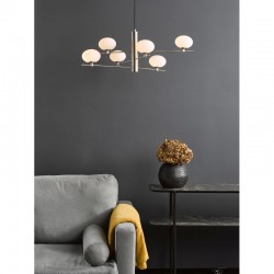 71188-003 Satin Nickel 6 Light Centre Fitting with Opal Glasses