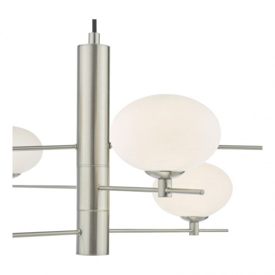 71188-003 Satin Nickel 6 Light Centre Fitting with Opal Glasses