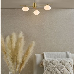 71189-003 Gold 3 Light Ceiling Lamp with Opal Glasses