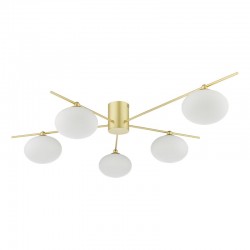 71190-003 Gold 5 Light Ceiling Lamp with Opal Glasses