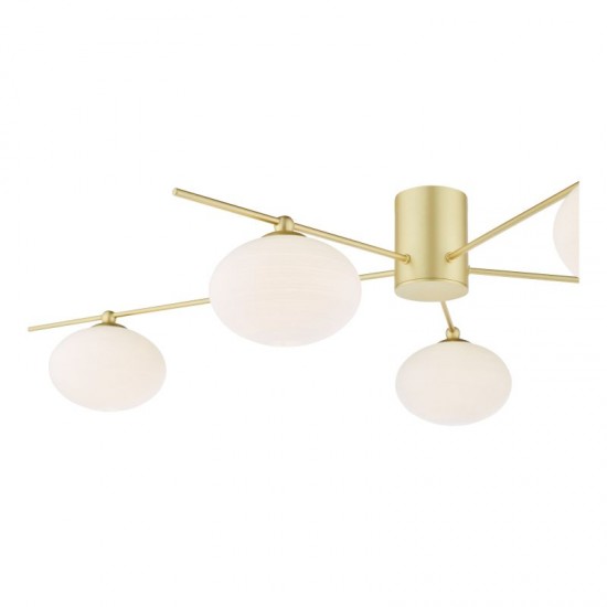 71190-003 Gold 5 Light Ceiling Lamp with Opal Glasses