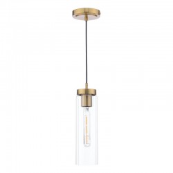 71192-003 Polished Bronze Pendant with Clear Ribbed Glass