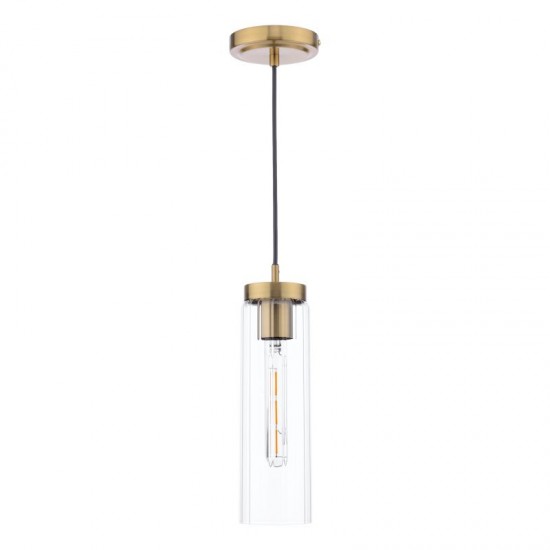 71192-003 Polished Bronze Pendant with Clear Ribbed Glass 71192-003 Polished Bronze Pendant with Clear Ribbed Glass