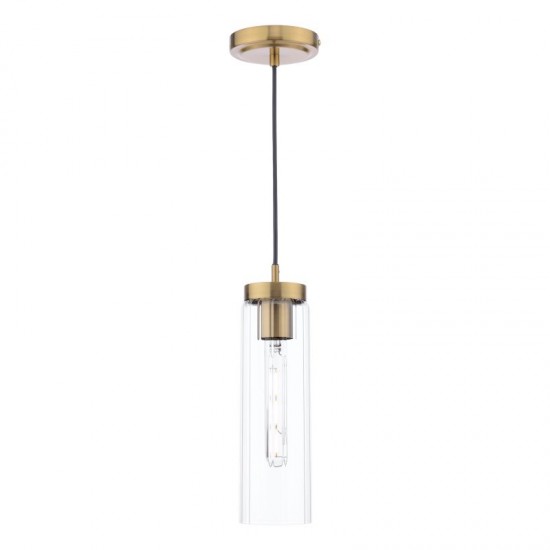 71192-003 Polished Bronze Pendant with Clear Ribbed Glass 71192-003 Polished Bronze Pendant with Clear Ribbed Glass