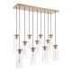 71195-003 Polished Bronze 11 Light over Island Fitting with Clear Ribbed Glasses