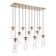 71195-003 Polished Bronze 11 Light over Island Fitting with Clear Ribbed Glasses