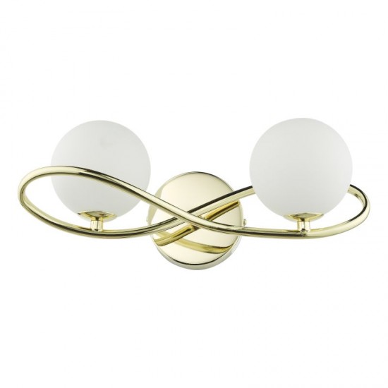 71206-003 Gold 2 Light Wall Lamp with Opal Glasses