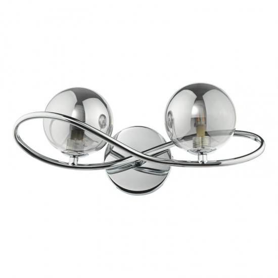 71207-003 Chrome 2 Light Wall Lamp with Smoked Mirrored Glasses