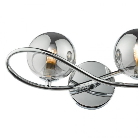 71207-003 Chrome 2 Light Wall Lamp with Smoked Mirrored Glasses