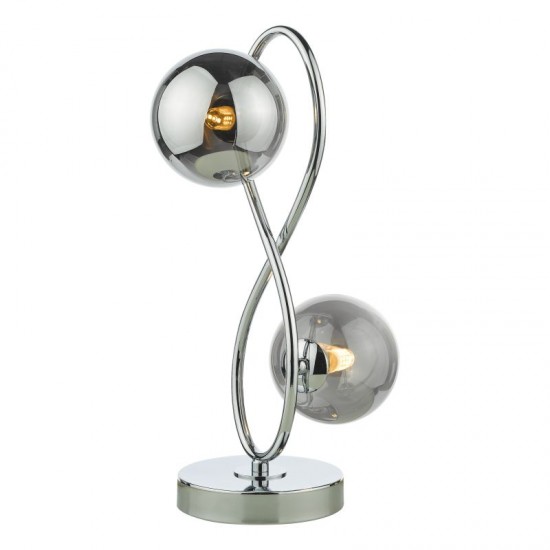 71209-003 Chrome 2 Light Table Lamp with Smoked Mirrored Glasses