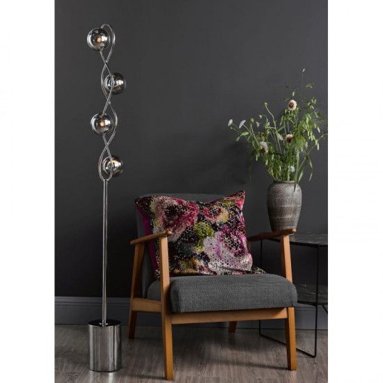 71211-003 Chrome 4 Light Floor Lamp with Smoked Mirrored Glasses