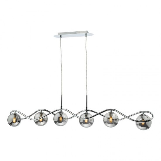 71213-003 Chrome 6 Light over Island Fitting with Smoked Mirrored Glasses