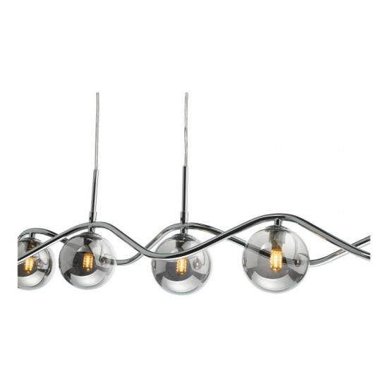 71213-003 Chrome 6 Light over Island Fitting with Smoked Mirrored Glasses