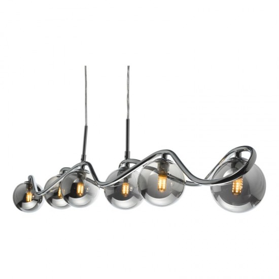 71213-003 Chrome 6 Light over Island Fitting with Smoked Mirrored Glasses