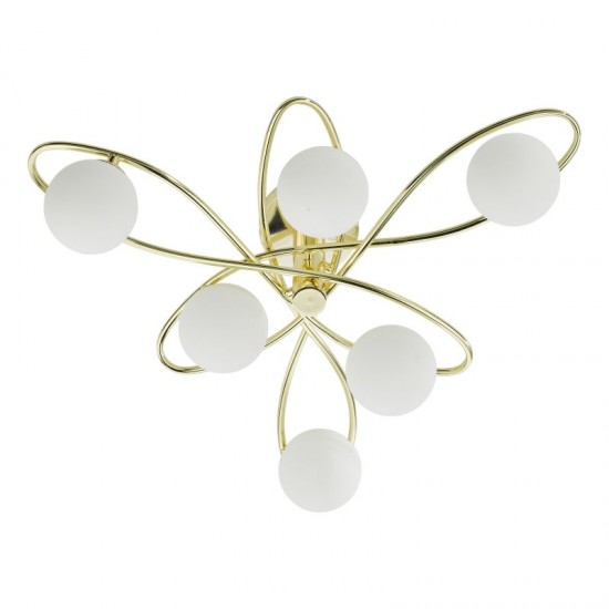 71214-003 Gold 6 Light Flush with Opal Glasses