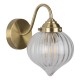 71220-003 Antique Brass Wall Lamp with Ribbed Clear Glass